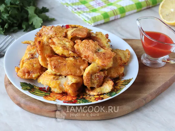 Фото блюда: Минтай в кляре на молоке на сковороде