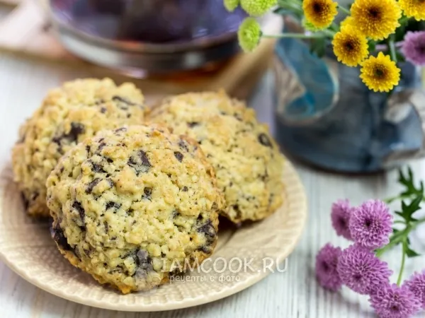 Фото блюда: Мягкое овсяное печенье с шоколадом