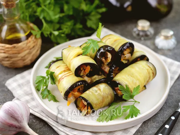 Фото блюда: Постные рулетики из баклажанов