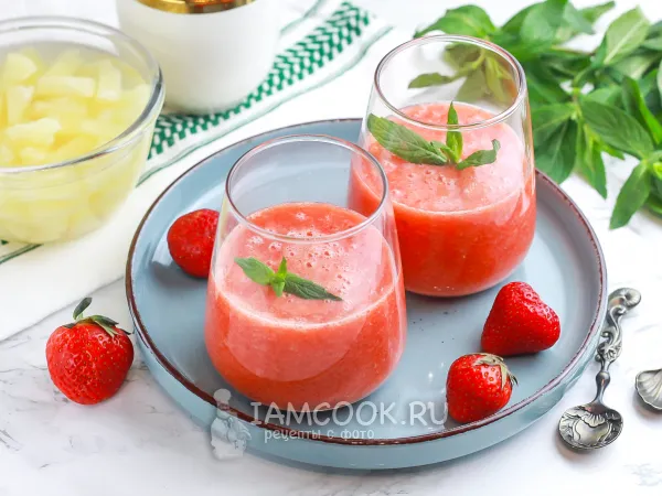 Фото блюда: Смузи из клубники и ананаса