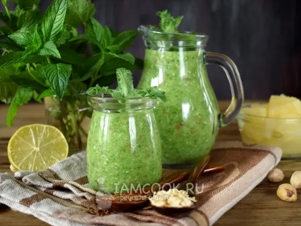 Фото блюда: Ананасово-мятный смузи с фисташками