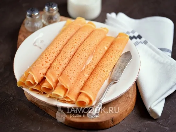 Фото блюда: Тонкие блины на воде (с дырочками)