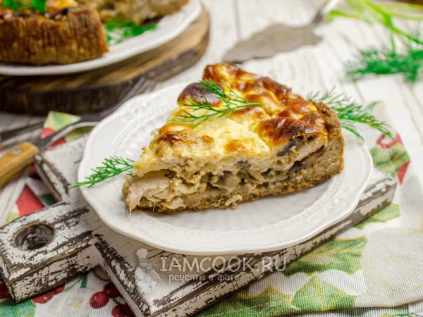 Фото блюда: ПП киш с курицей и грибами