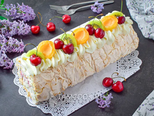 Фото блюда: Меренговый рулет с джемом