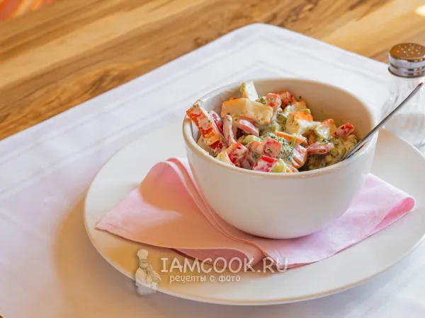 Фото блюда: Салат с брокколи, крабовыми палочками и болгарским перцем