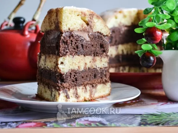 Фото блюда: Торт «Зебра» на сметане (простой рецепт)