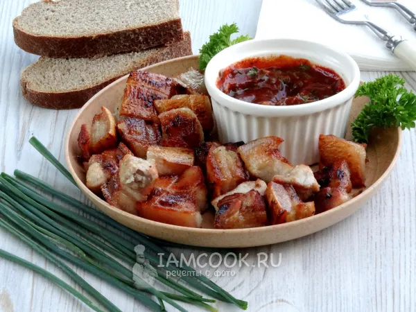 Фото блюда: Сало на мангале на решетке