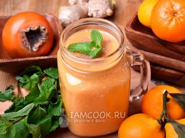 Фото блюда: Молочный смузи с хурмой, мандарином и имбирем