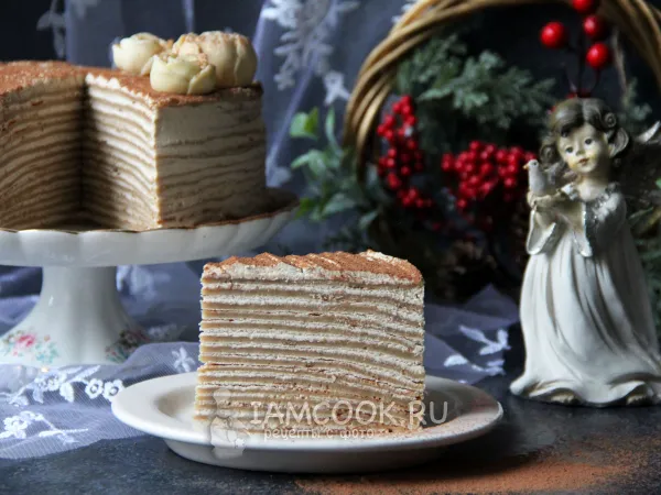 Фото блюда: Блинный торт «Тирамису» с маскарпоне