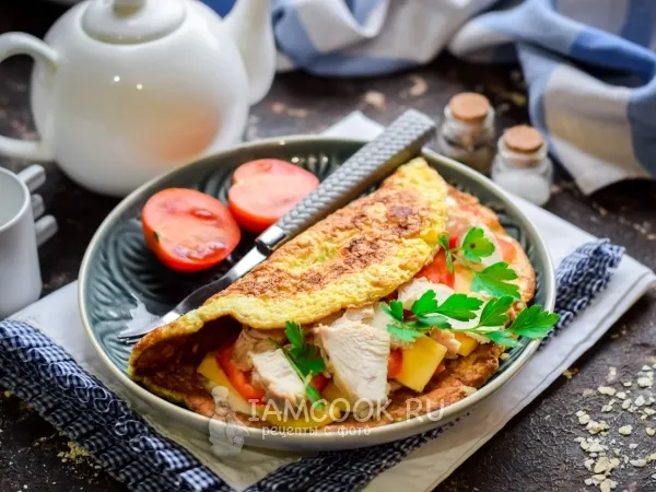 Фото блюда: Овсяноблин с курицей и сыром