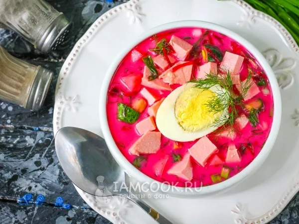 Фото блюда: Холодный свекольник с колбасой