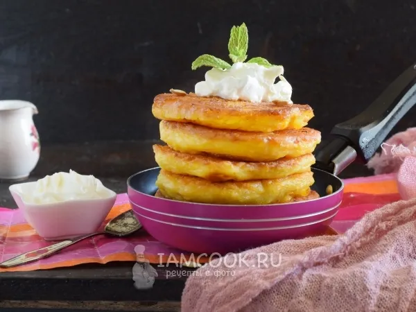 Фото блюда: Пышные оладьи с тыквой на кефире