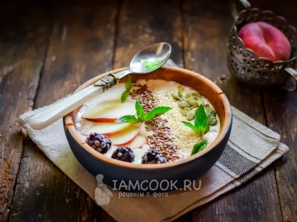 Фото блюда: Бананово-персиковый смузи боул