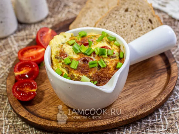 Фото блюда: Омлет с колбасой в аэрогриле