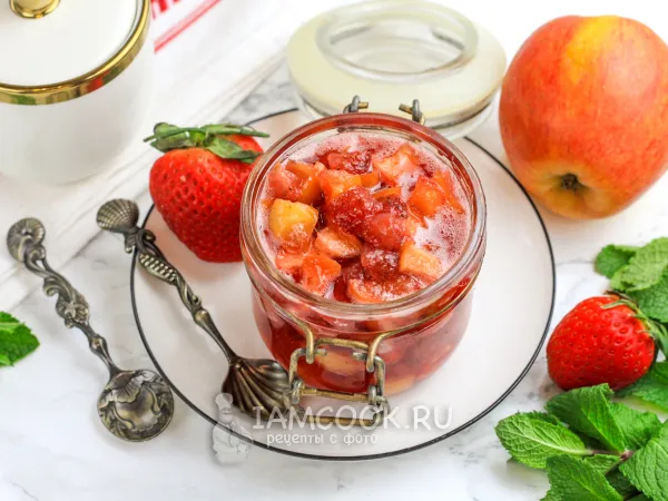 Фото блюда: Варенье из яблок с клубникой на зиму