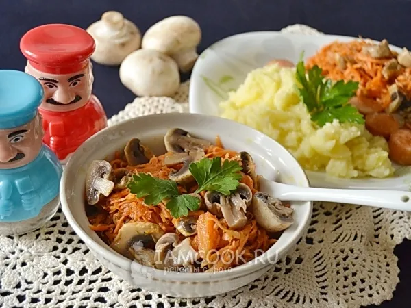 Фото блюда: Салат с корейской морковью и грибами