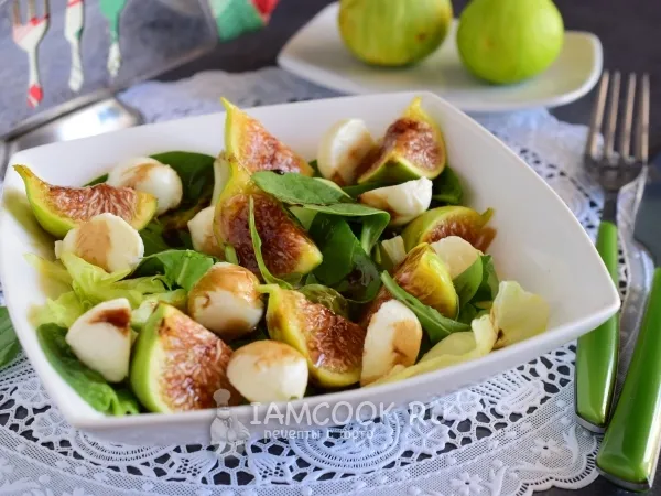 Фото блюда: Салат с инжиром, моцареллой и салатным миксом