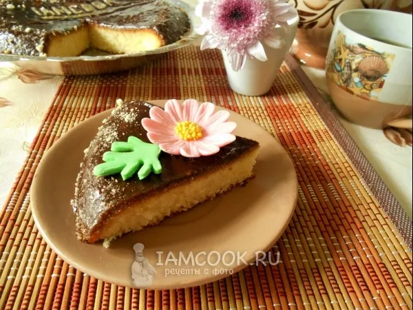 Фото блюда: Манник на сметане в мультиварке (с кофейной глазурью)