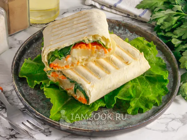 Фото блюда: Шаурма с курицей и ананасами