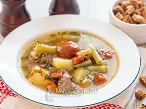 Фото блюда: Суп из стручковой фасоли на баранине
