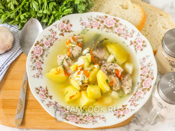 Фото блюда: Суп из крыла индейки с овощами и яйцом
