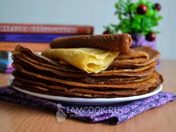 Фото блюда: Блины из кукурузной и пшеничной муки на молоке