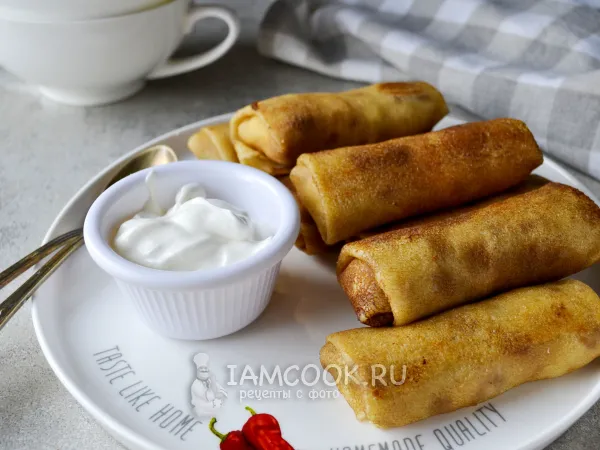 Фото блюда: Блины с адыгейским сыром в начинке