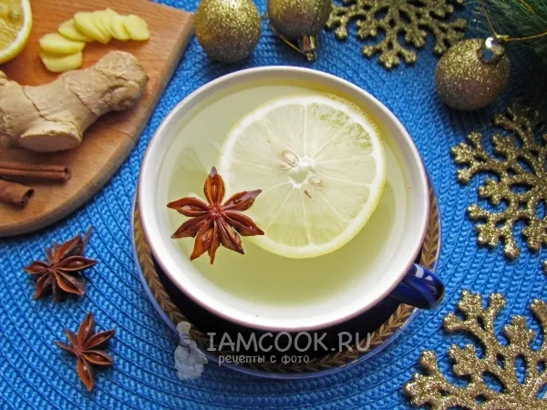 Фото блюда: Пряный имбирный чай с лимоном