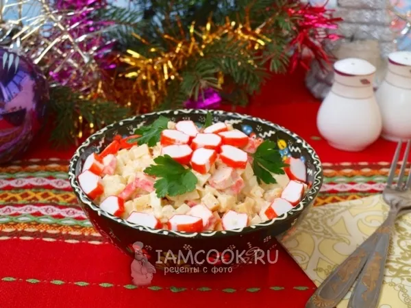 Фото блюда: Салат с крабовыми палочками и яблоком