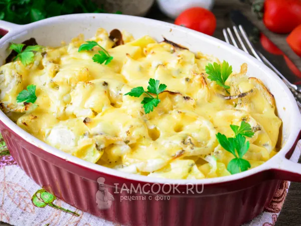 Фото блюда: Картошка с луком и сыром в духовке