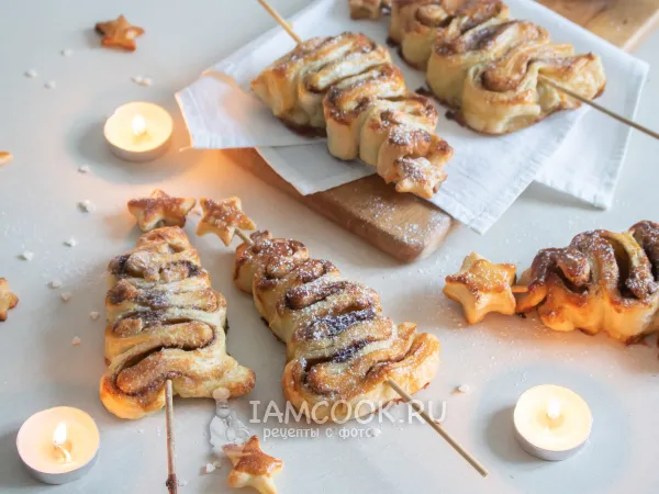 Фото блюда: Слоёные ёлочки с сахаром и корицей