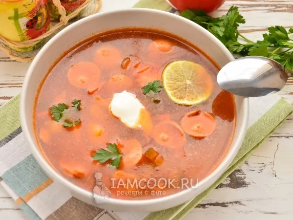 Фото блюда: Суп солянка с сосисками