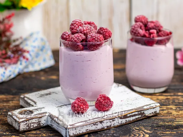 Фото блюда: Творожный мусс с малиной