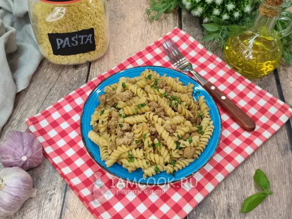 Фото блюда: Макароны с фаршем и соевым соусом