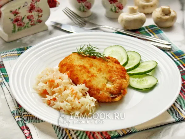 Фото блюда: Куриный шницель с грибами