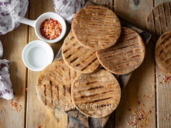 Фото блюда: Постные ржаные лепешки на сковороде