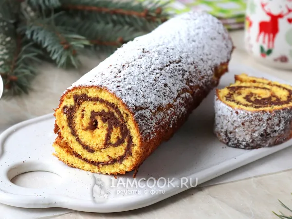 Фото блюда: Рулет с нутеллой (бисквитный)