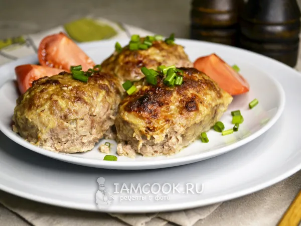 Фото блюда: Котлеты из куриного фарша с кабачками в духовке