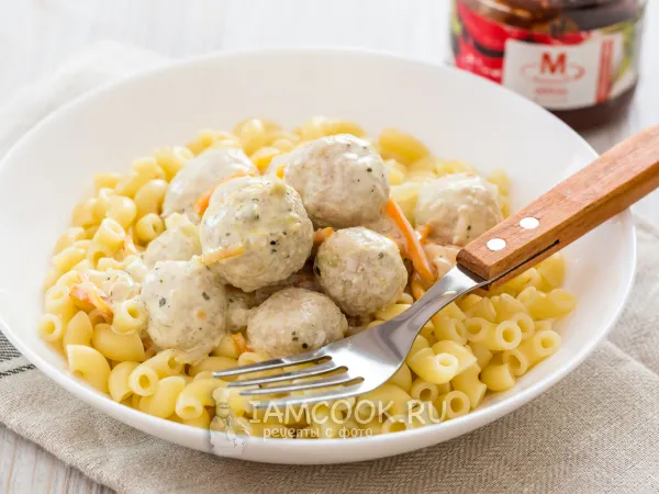 Фото блюда: Макароны с рыбными фрикадельками