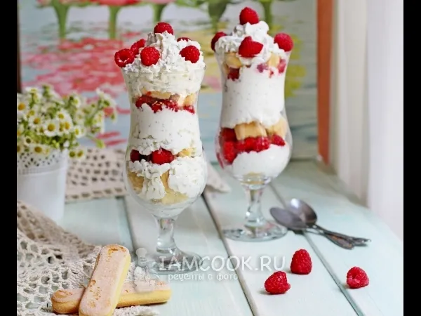 Фото блюда: Десерт с рикоттой, чиа и малиной