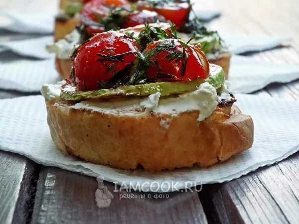Фото блюда: Брускетта с кабачками-гриль