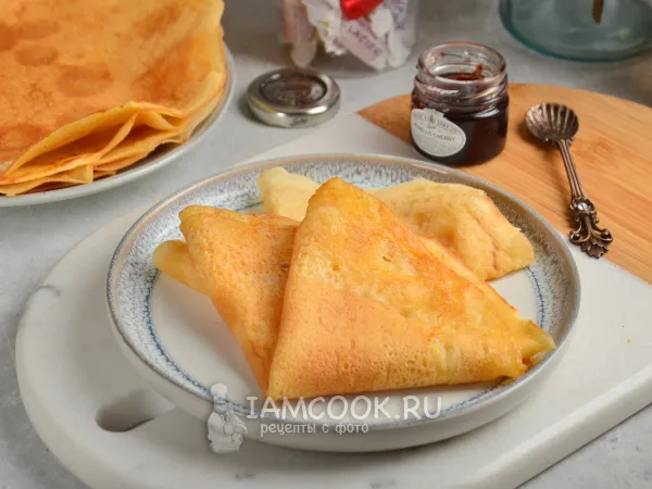 Фото блюда: Постные блины с кукурузной мукой