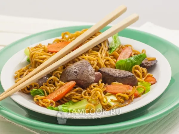 Фото блюда: Лапша с печенью