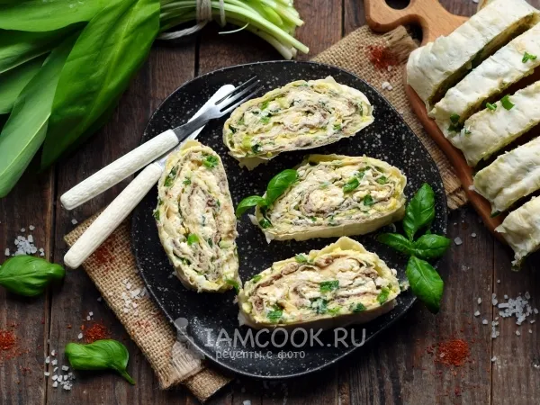 Фото блюда: Рулет из лаваша с черемшой и сардинами