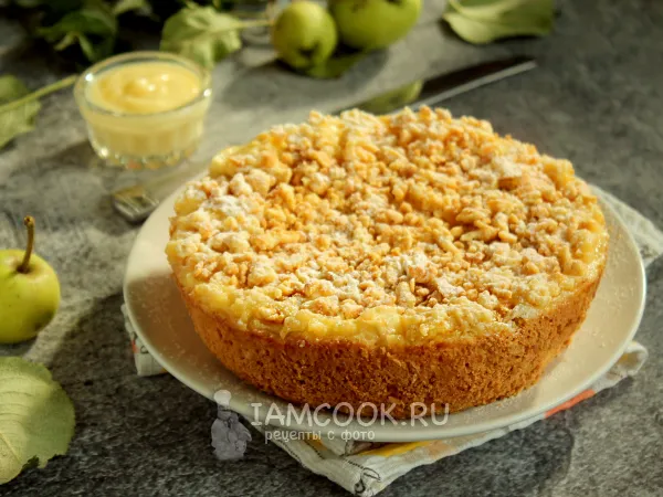 Фото блюда: Тертый яблочный пирог с заварным кремом