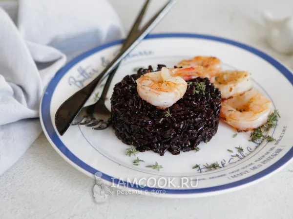 Фото блюда: Черный рис с креветками