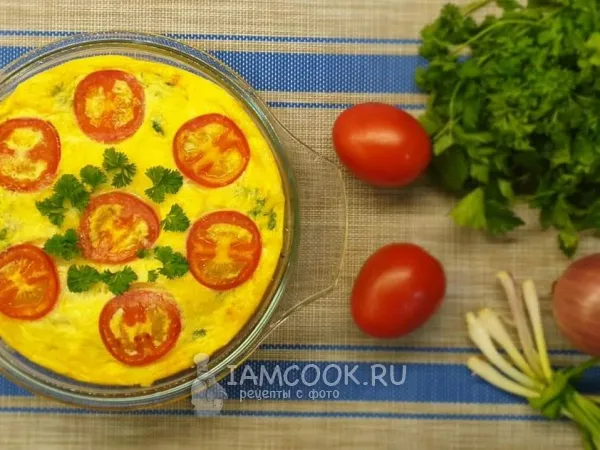 Фото блюда: Фриттата с кабачком и помидором