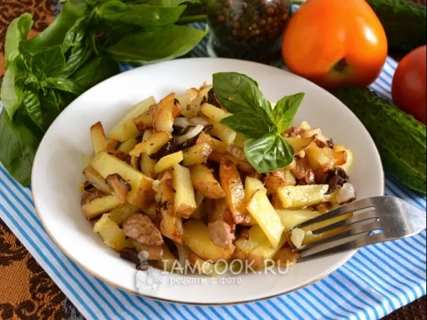 Фото блюда: Жареная картошка с белыми грибами