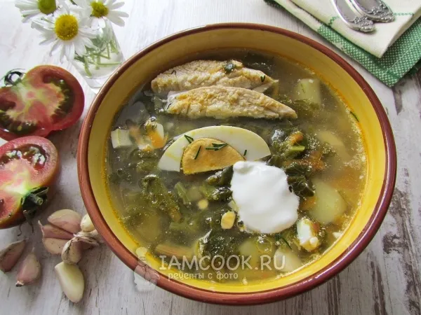 Фото блюда: Зеленый борщ со шпинатом и щавелем