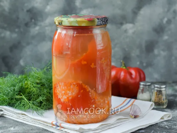 Фото блюда: Перец, фаршированный капустой, на зиму с медом